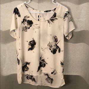 White and black floral dress shirt